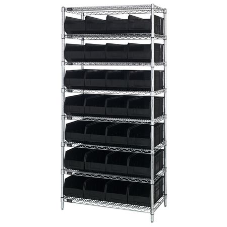 QUANTUM STORAGE SYSTEMS Stackable Shelf Bin Steel Shelving Systems WR8-423BK